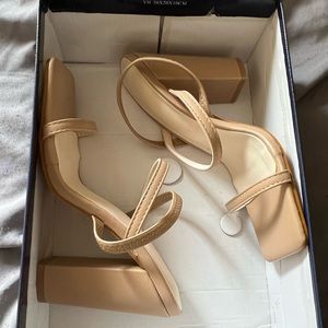 Nude strapless heels